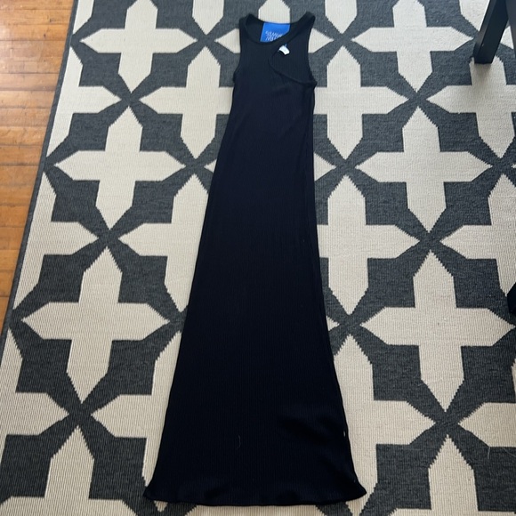 Simon Miller Black Mawga Asymmetric Cutout Ribbed Knit Midi Dress - Picture 3 of 5